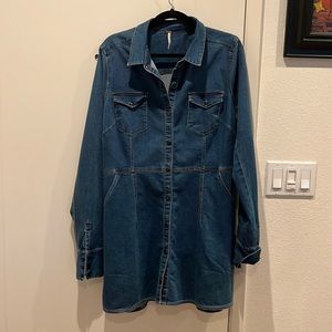 Free people 70’s blue denim dress nwt large